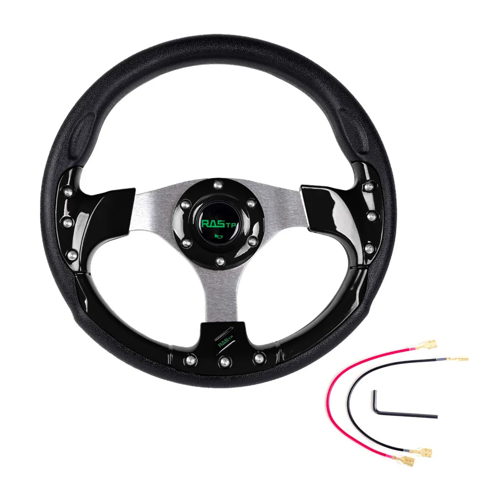 13 Inch 320mm Golf Cart Steering Wheel – PU Leather, Universal 5/6 Hole