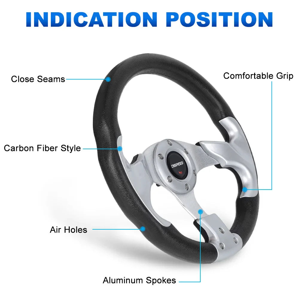 13 Inch 320mm Racing Style Steering Wheel for Yamaha Golf Cart & EZGO – Aluminum Alloy