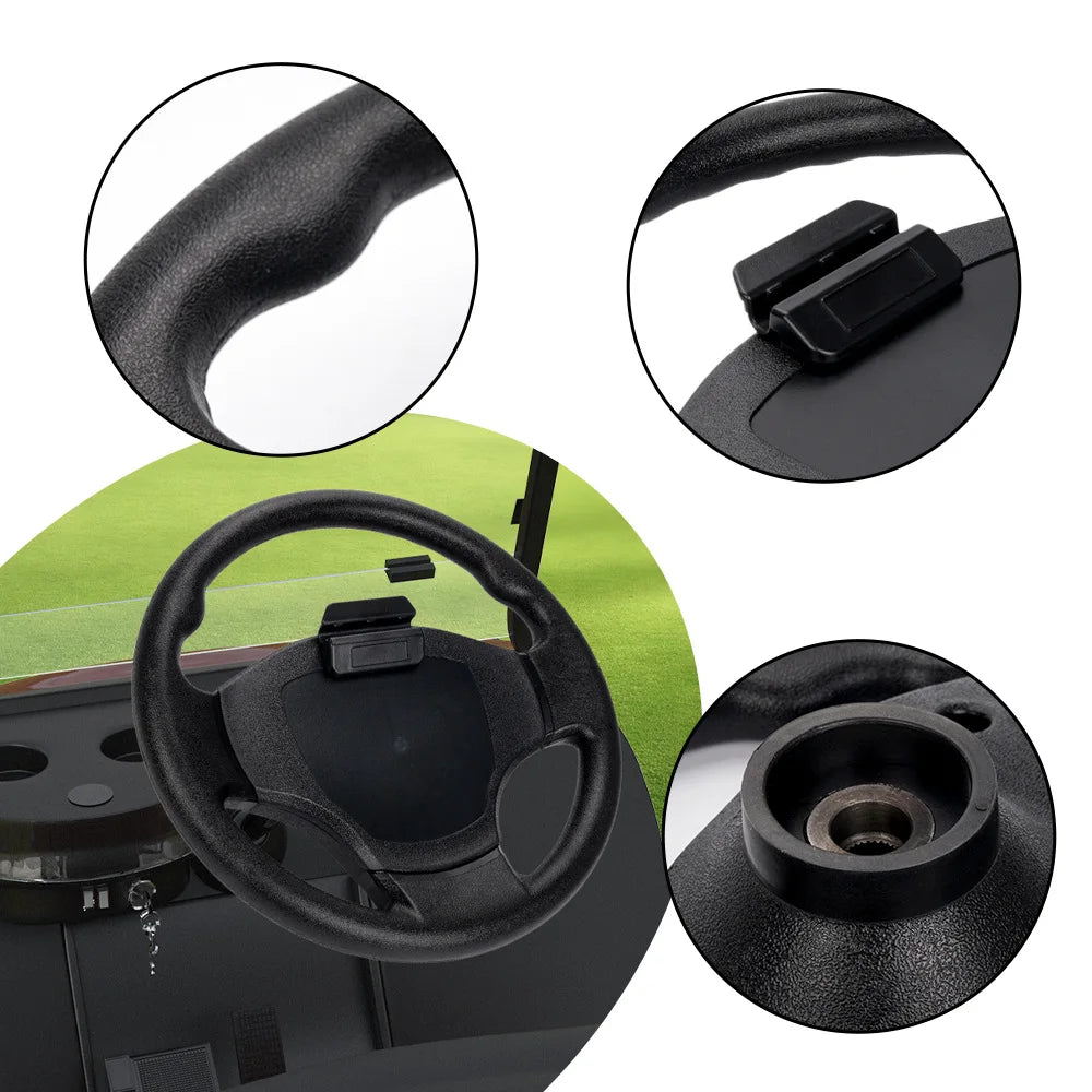 13 Inch Golf Cart Steering Wheel for EZGO, Club Car & Yamaha – PU Leather, Universal Hub Fit