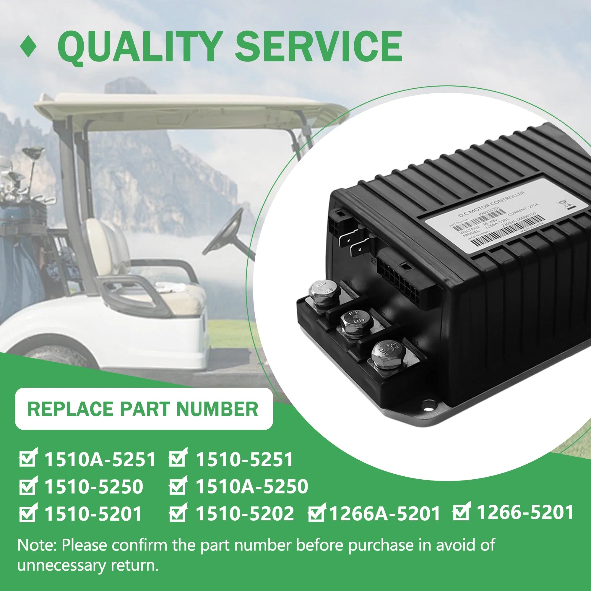 48V 275A DC Golf Cart Motor Controller for Club Car DS & Precedent (2000-2008) – Curtis 1266A-5201