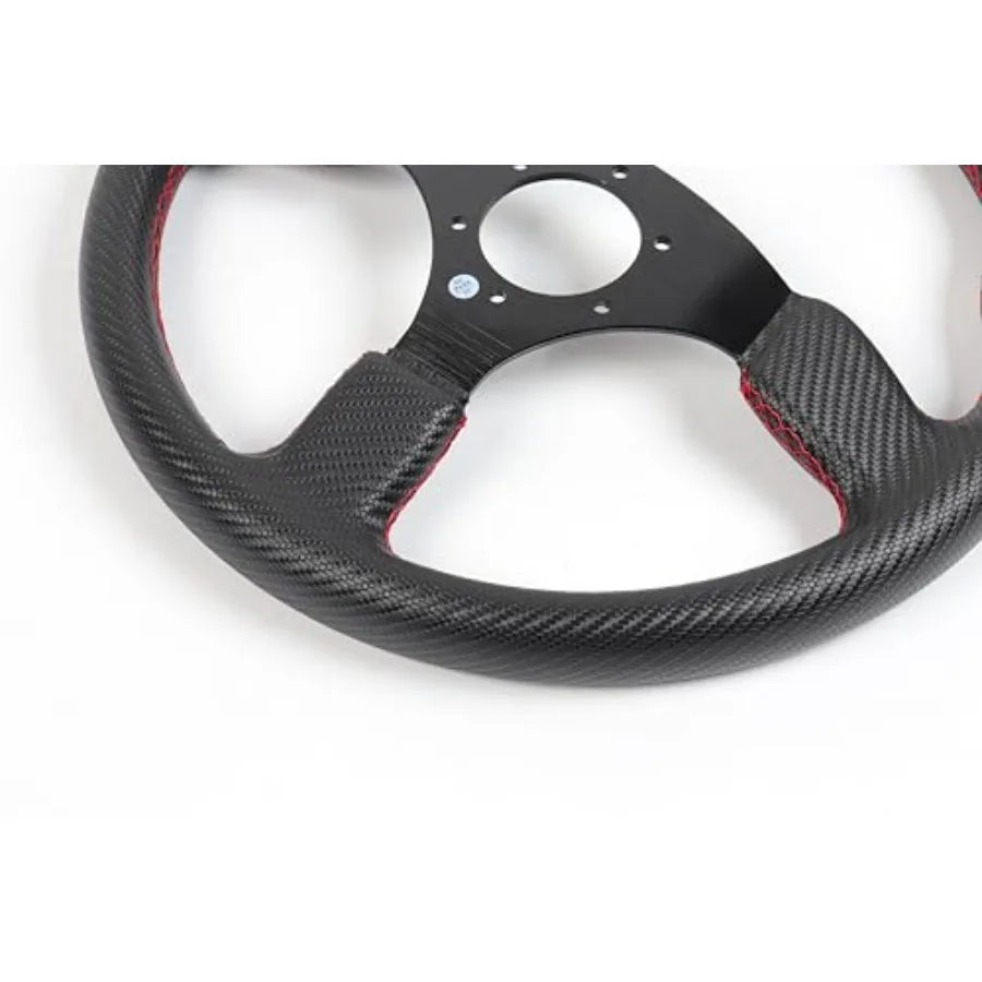 350mm Sport Racing Steering Wheel for Golf Cart – PU Leather, Universal 5/6 Hole