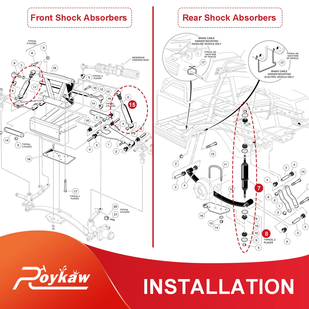 Shocks Front & Rear Shock Absorbers Fit | Club Car-Cartzilla Golf Cart Parts &amp; Accessories
