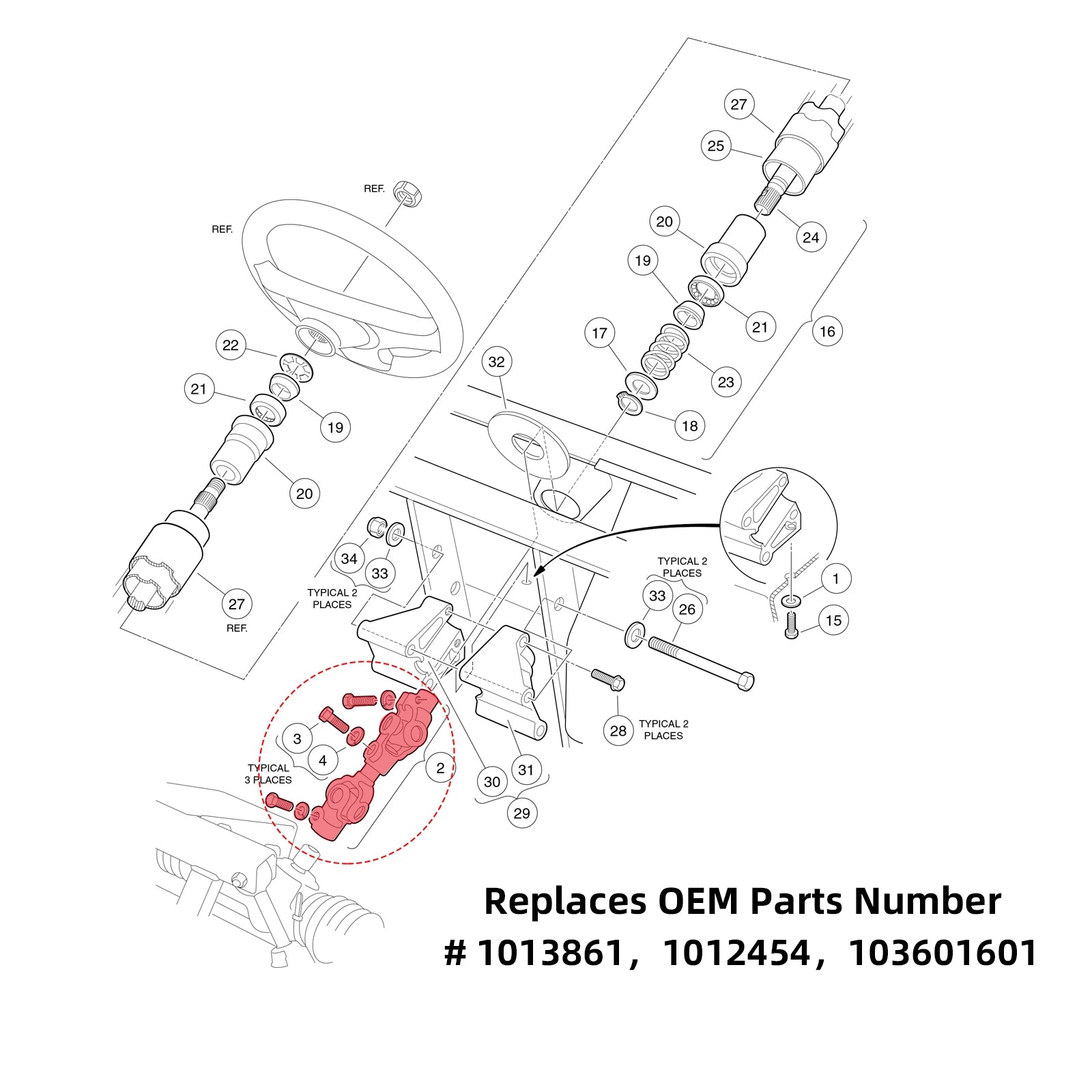 Steering Joint Intermediate Shaft Knuckle | Club Car-Cartzilla Golf Cart Parts &amp; Accessories