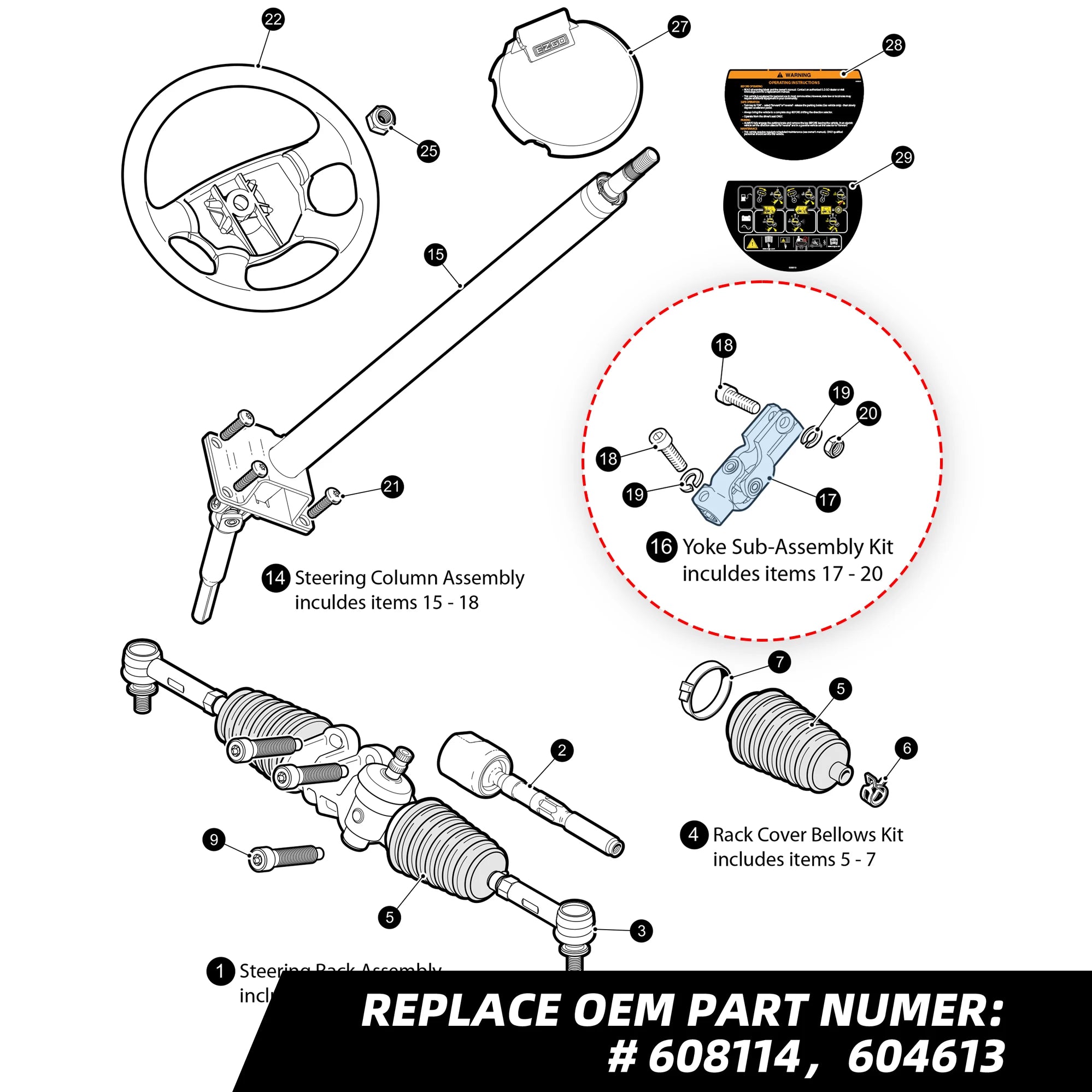 Steering Yoke Assembly | EZGO-Cartzilla Golf Cart Parts &amp; Accessories