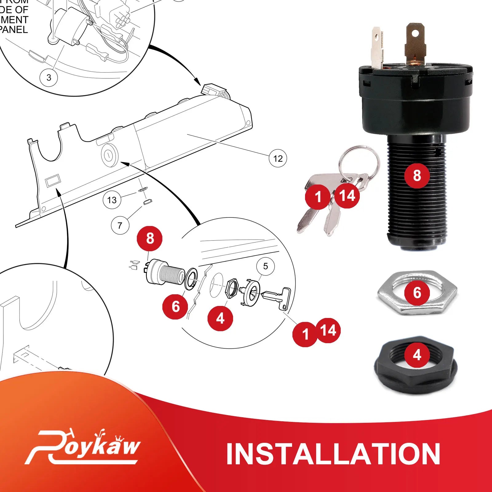Switch Starter Ignition Key Switch | Club Car-Cartzilla Golf Cart Parts &amp; Accessories
