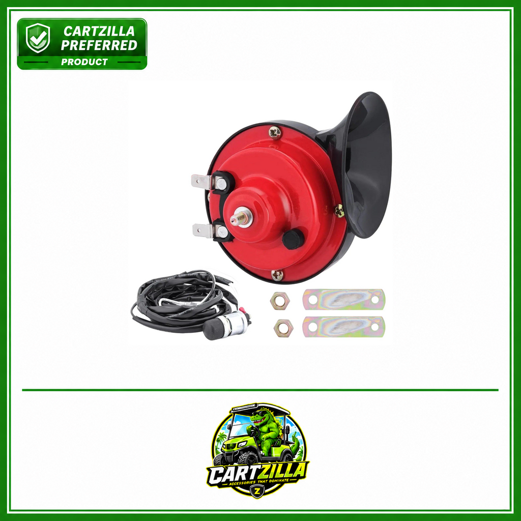 Universal 12 Volt Horn Kit W/Floor Mounted Button and Wiring Harness Fit | EZGO-Cartzilla Golf Cart Parts &amp; Accessories