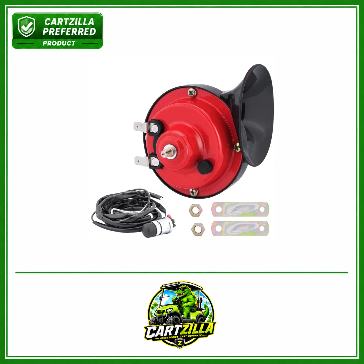 Universal 12 Volt Horn Kit W/Floor Mounted Button and Wiring Harness Fit | EZGO-Cartzilla Golf Cart Parts &amp; Accessories