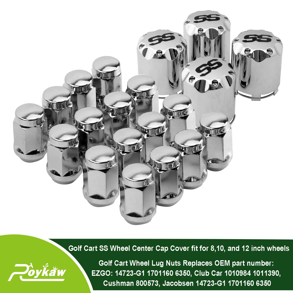 Wheel Lug Nuts and Chrome SS Wheel Hub Cap Covers Kit | EZGO-Cartzilla Golf Cart Parts &amp; Accessories