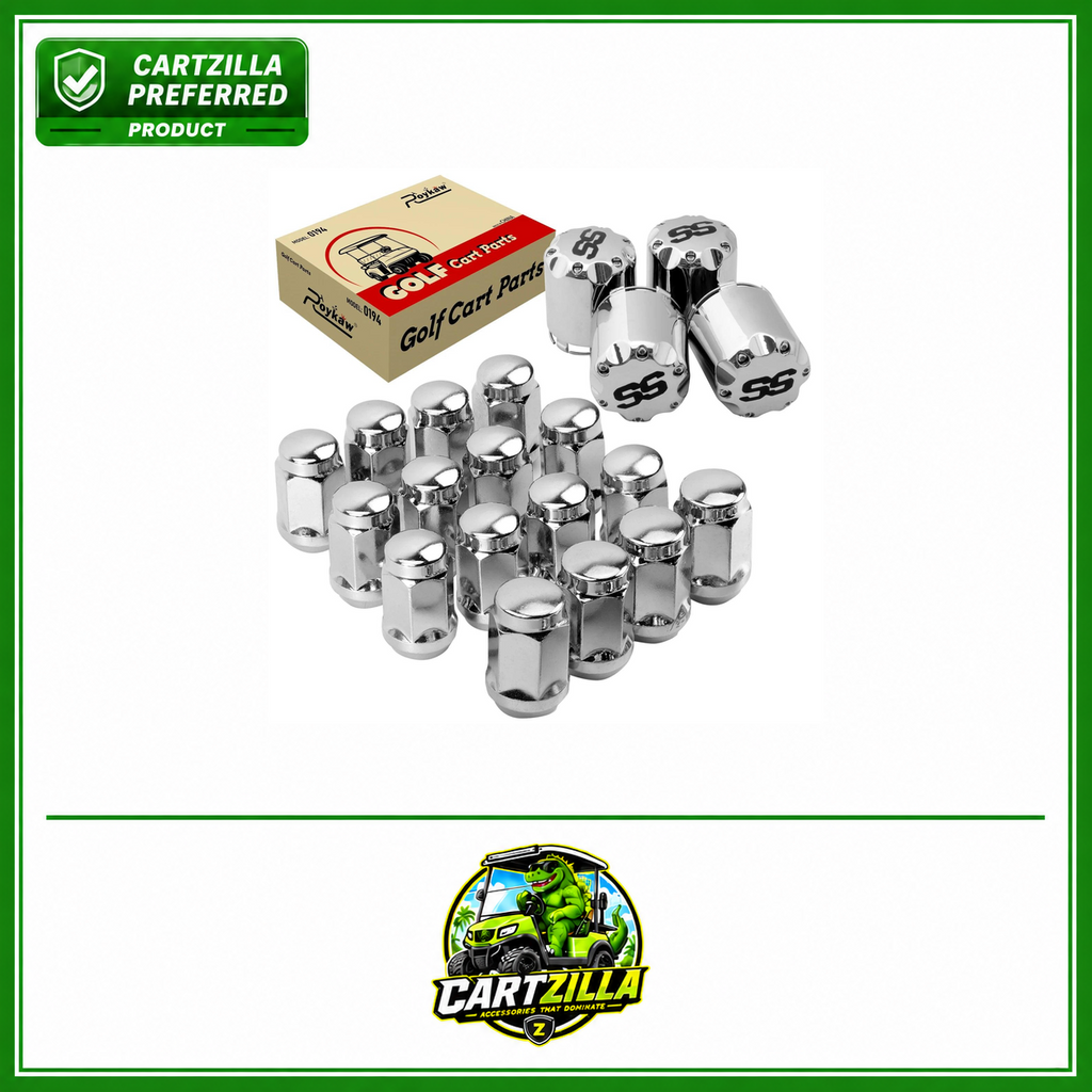 Wheel Lug Nuts and Chrome SS Wheel Hub Cap Covers Kit | EZGO-Cartzilla Golf Cart Parts &amp; Accessories