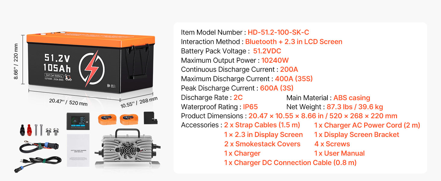 36V/48V 105Ah LiFePO4 Golf Cart Lithium Battery with BMS