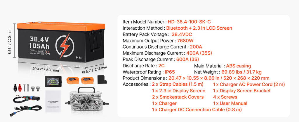 36V/48V 105Ah LiFePO4 Golf Cart Lithium Battery with BMS