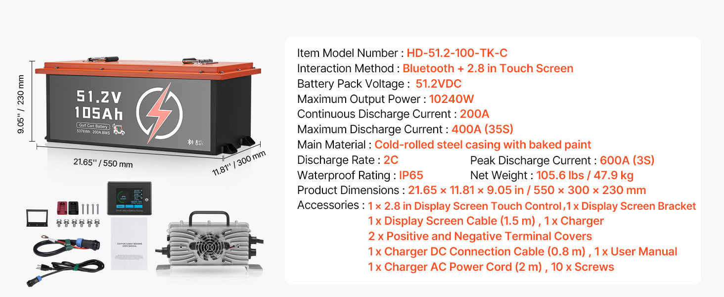 36V/48V 105Ah LiFePO4 Golf Cart Lithium Battery with BMS